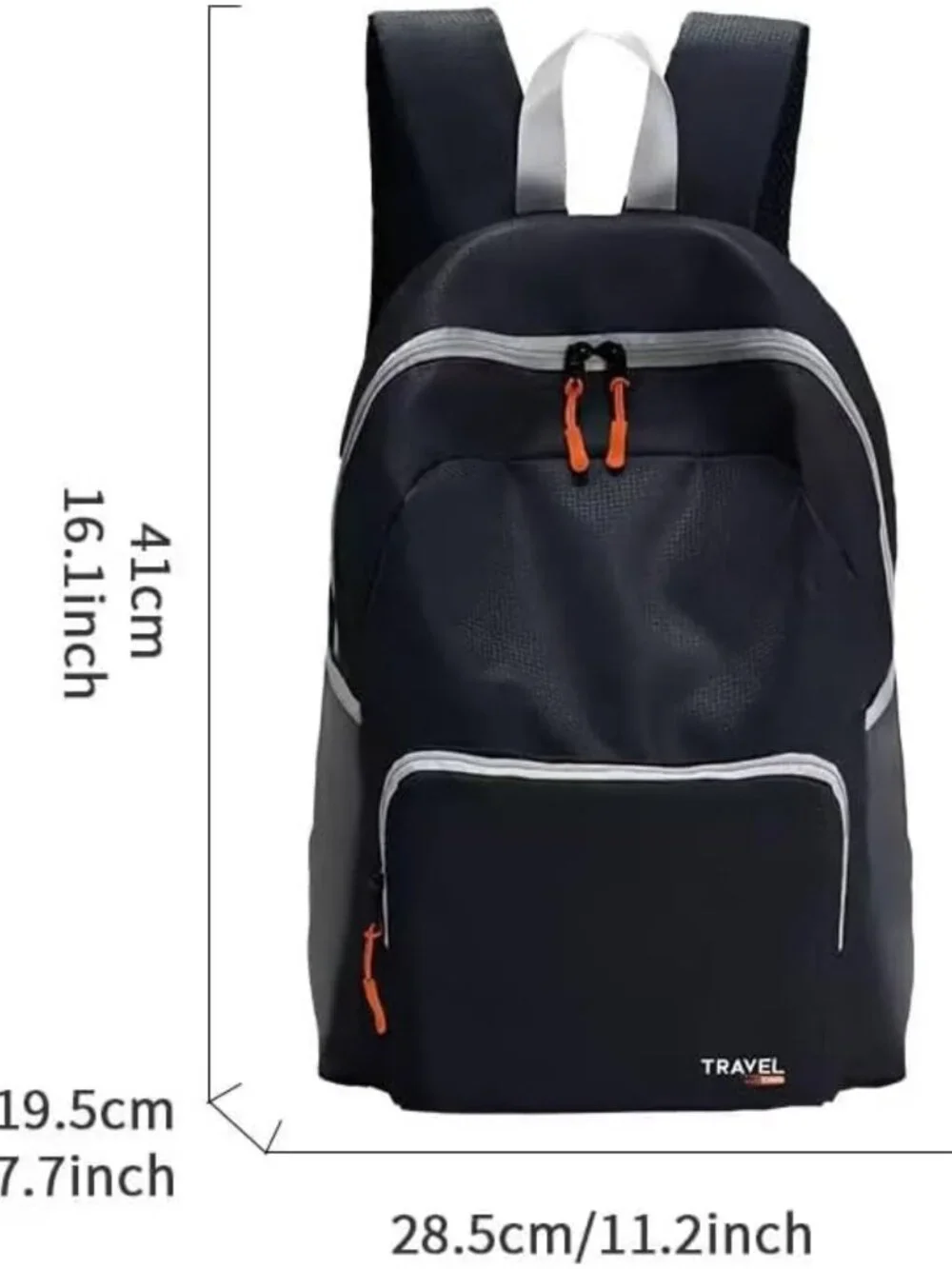 Stylish Black Day Travel Backpack with Front Pocket & Zipper - Perfect for